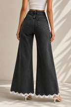 Midnight Lace Wide-Leg Jeans