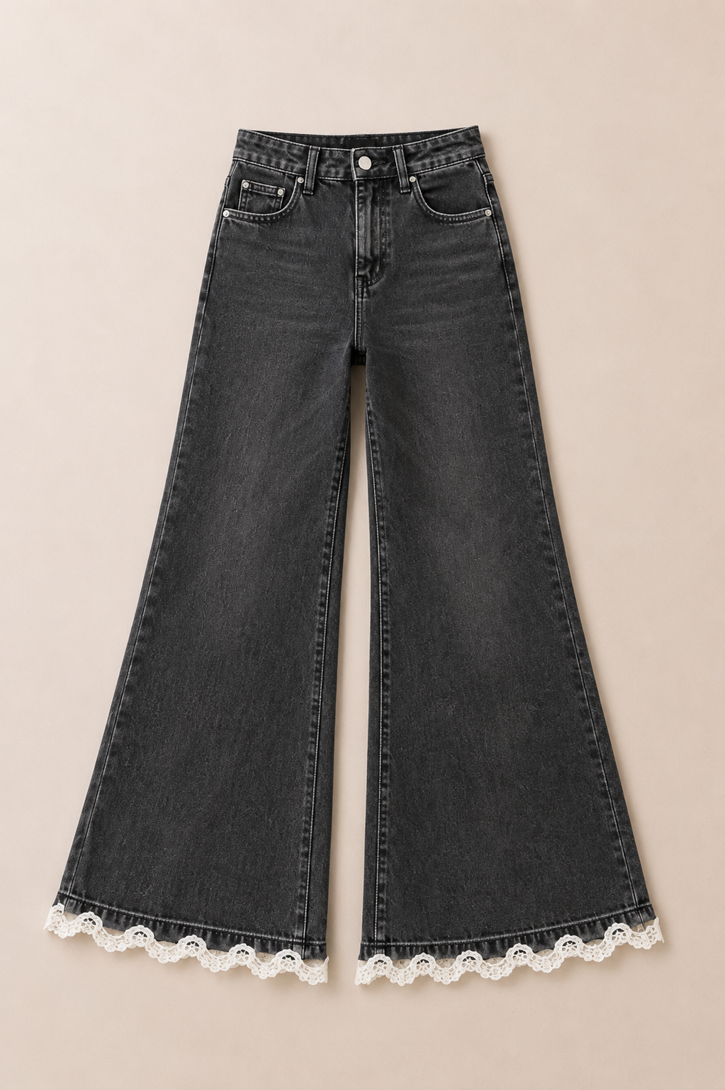 Midnight Lace Wide-Leg Jeans