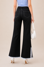 Noir Lace Hem Flare Jeans