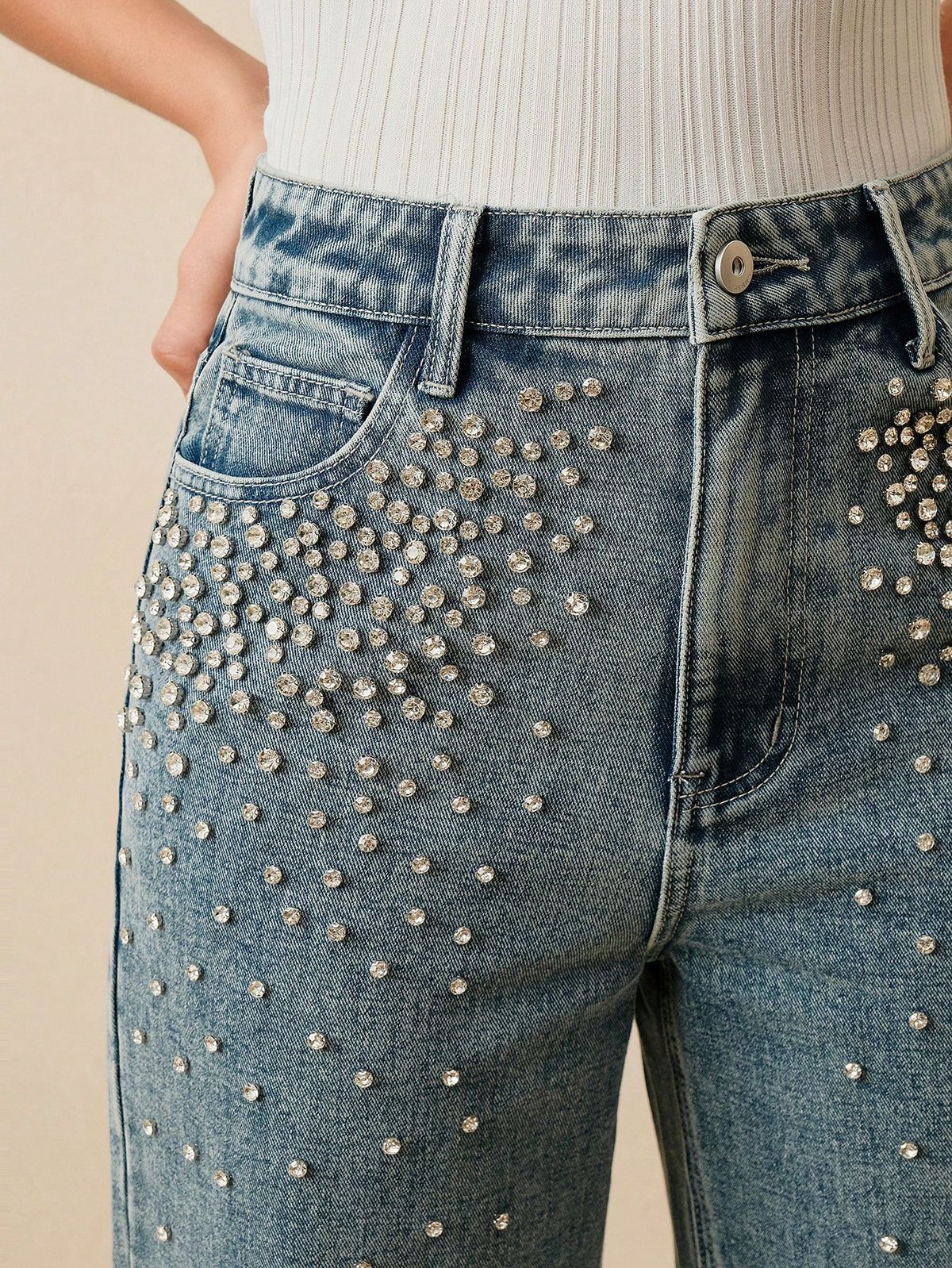 Aurora Crystal Wide-Leg Jeans