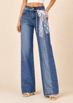 Celeste Crystal Panel Wide-Leg Jeans