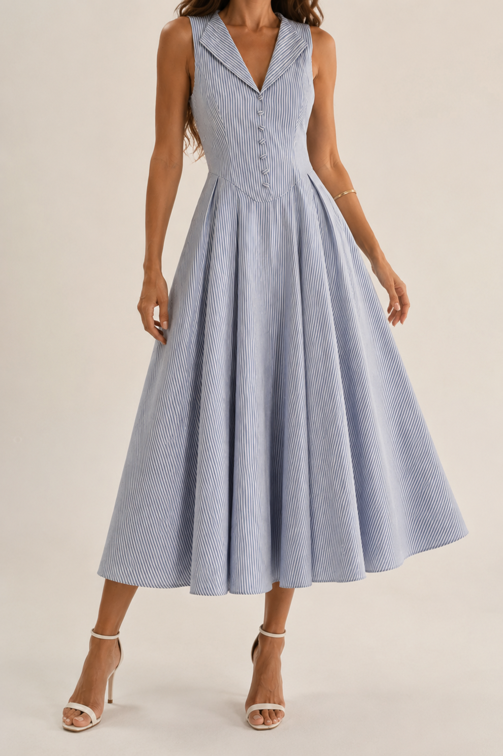Bluebell Stripe Tailored Midi Dress,