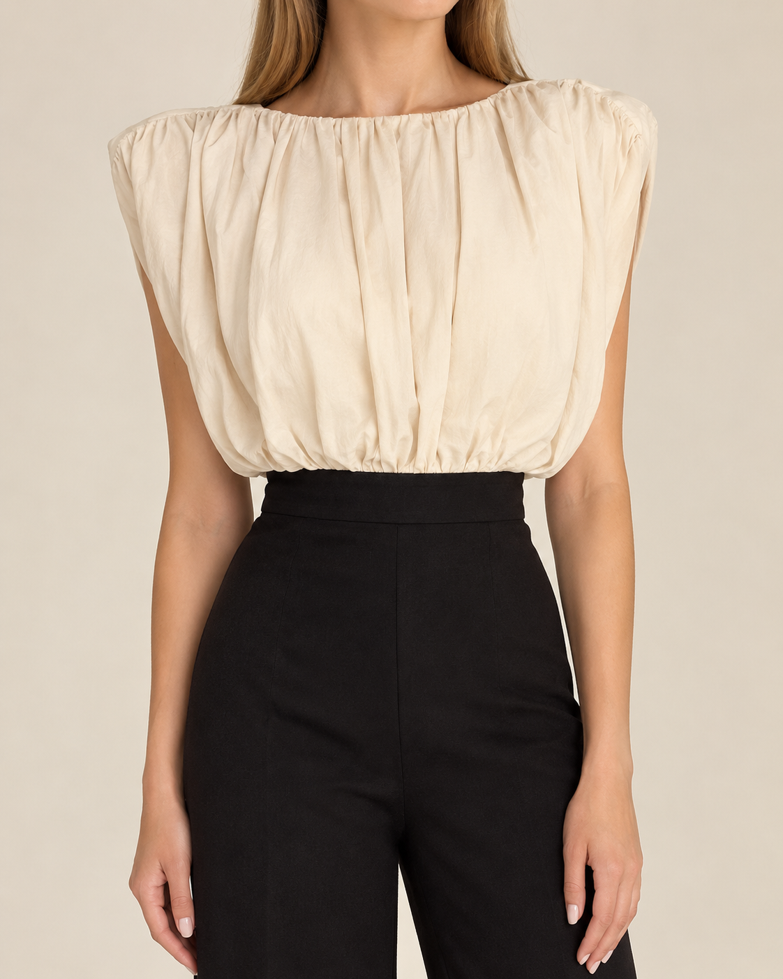 Ivory Cloud Ruched Top