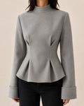 Ash Mock Neck Peplum Top