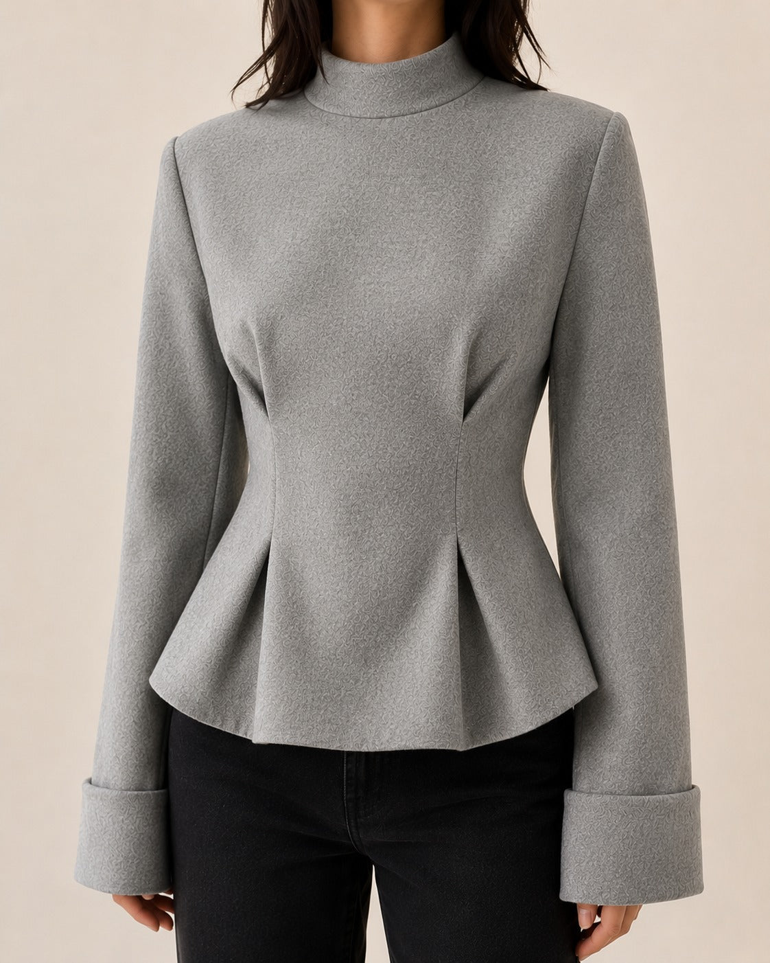Ash Mock Neck Peplum Top
