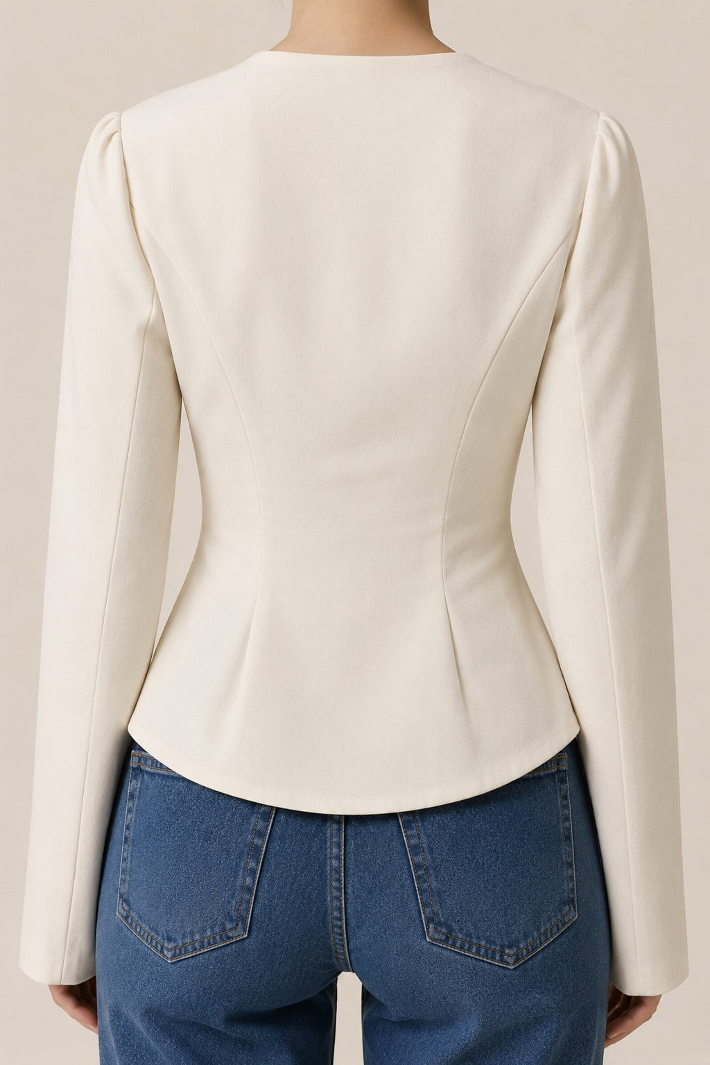 Ivory Tailored Button Top