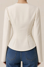 Ivory Tailored Button Top