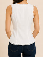 Lace Trim Button Top