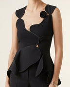 Noir Sculpt Peplum Top