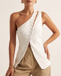 Ivory Asymmetric Buttoned Top