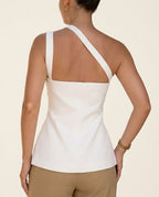 Ivory Asymmetric Buttoned Top