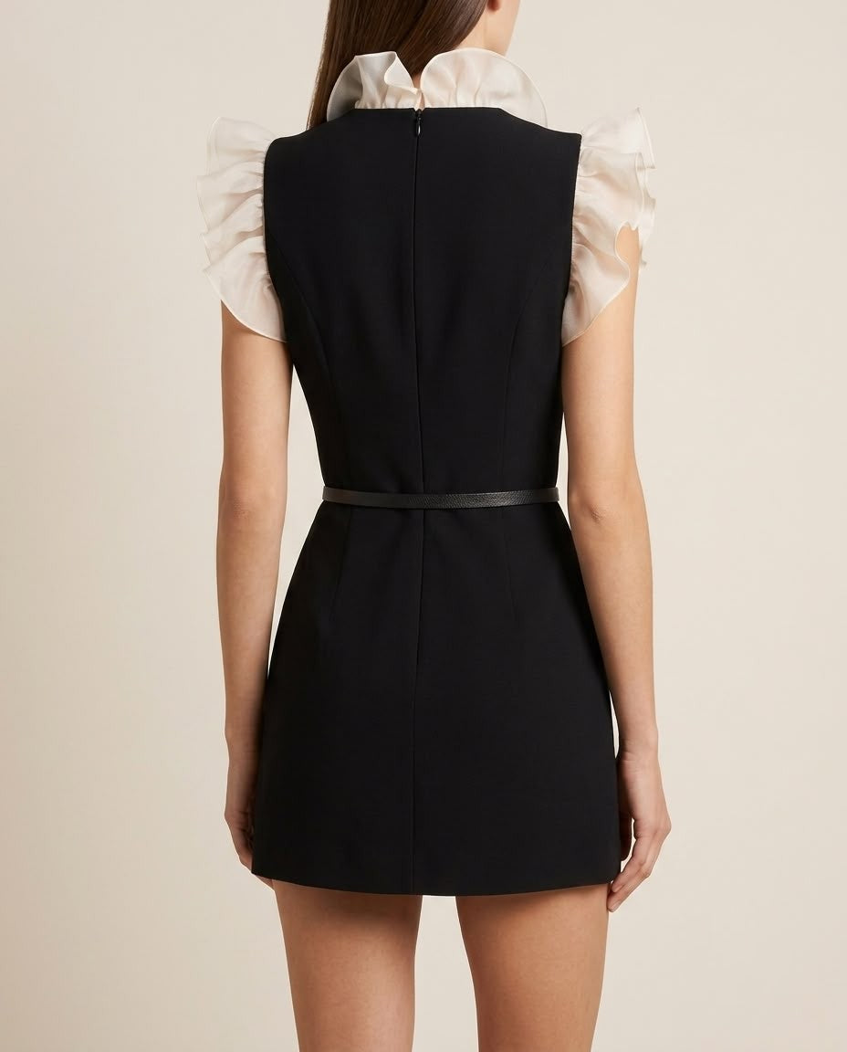 Noir Ruffle Tailored Romper