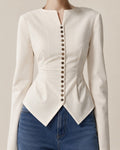 Ivory Tailored Button Top