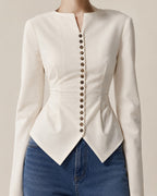 Ivory Tailored Button Top
