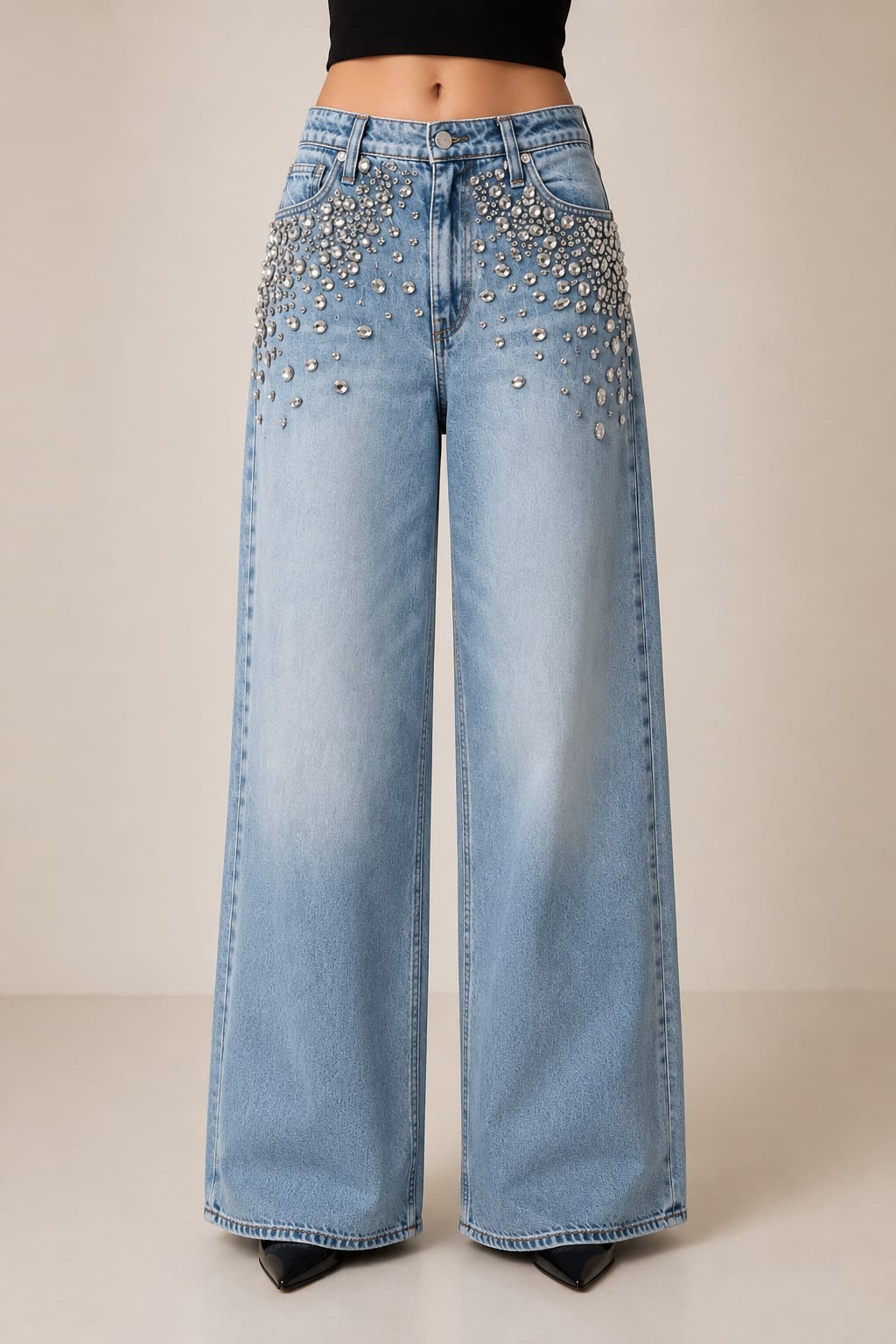 Aurora Crystal Wide-Leg Jeans