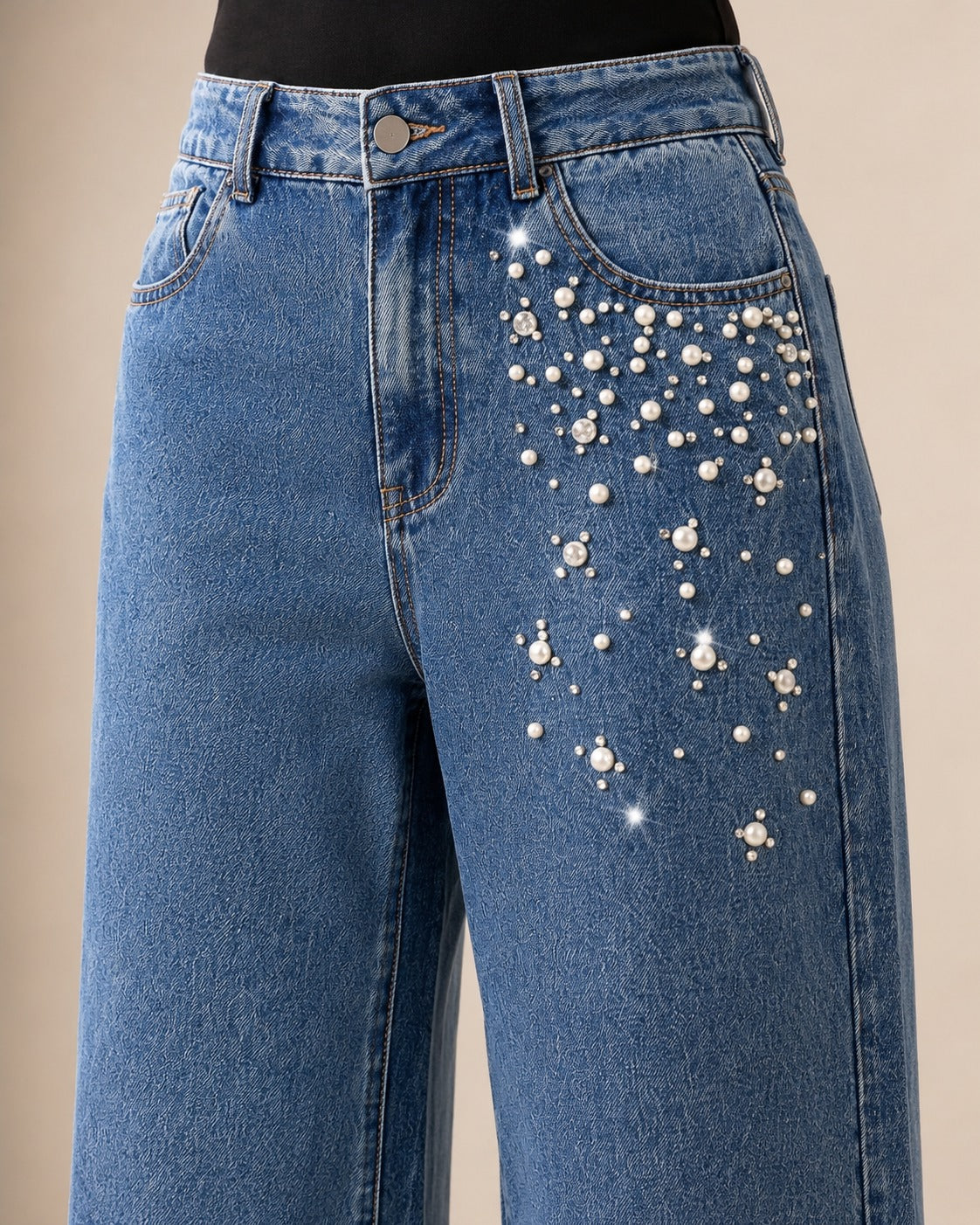 Luna Pearl Wide-Leg Jeans