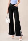Noir Lace Hem Flare Jeans