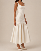 Ivory Muse Drop-Waist Midi Dress