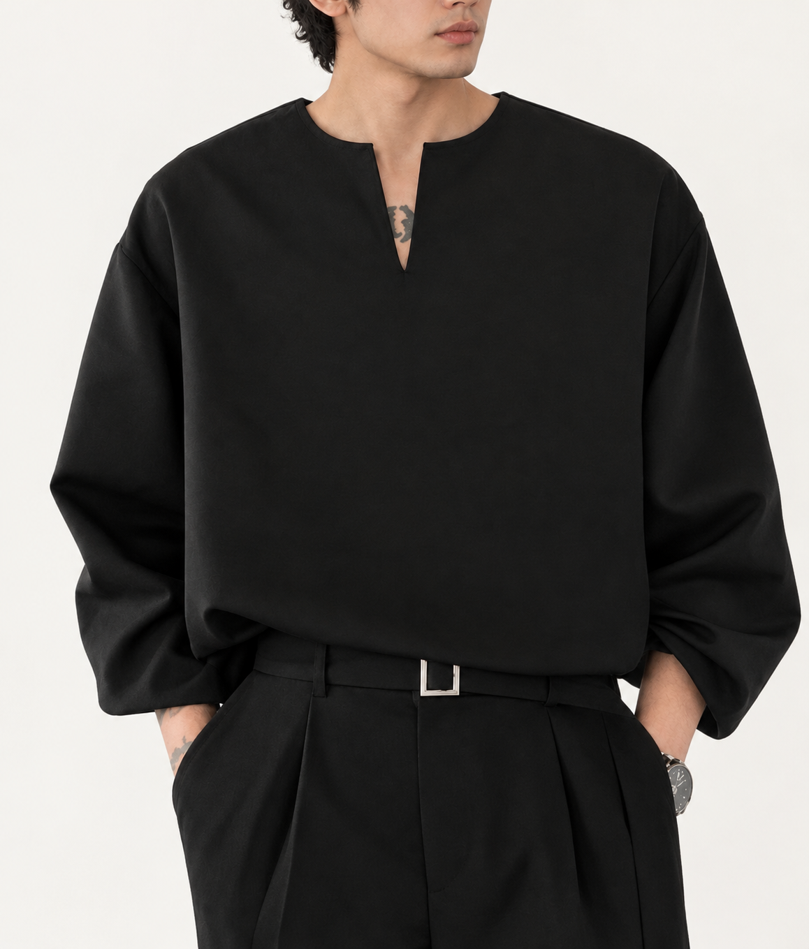 The Noir Split-Neck Top