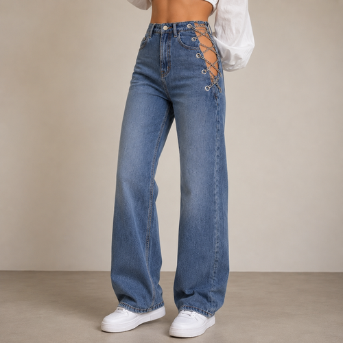 Aster Chain Cut Wide Leg Jeans