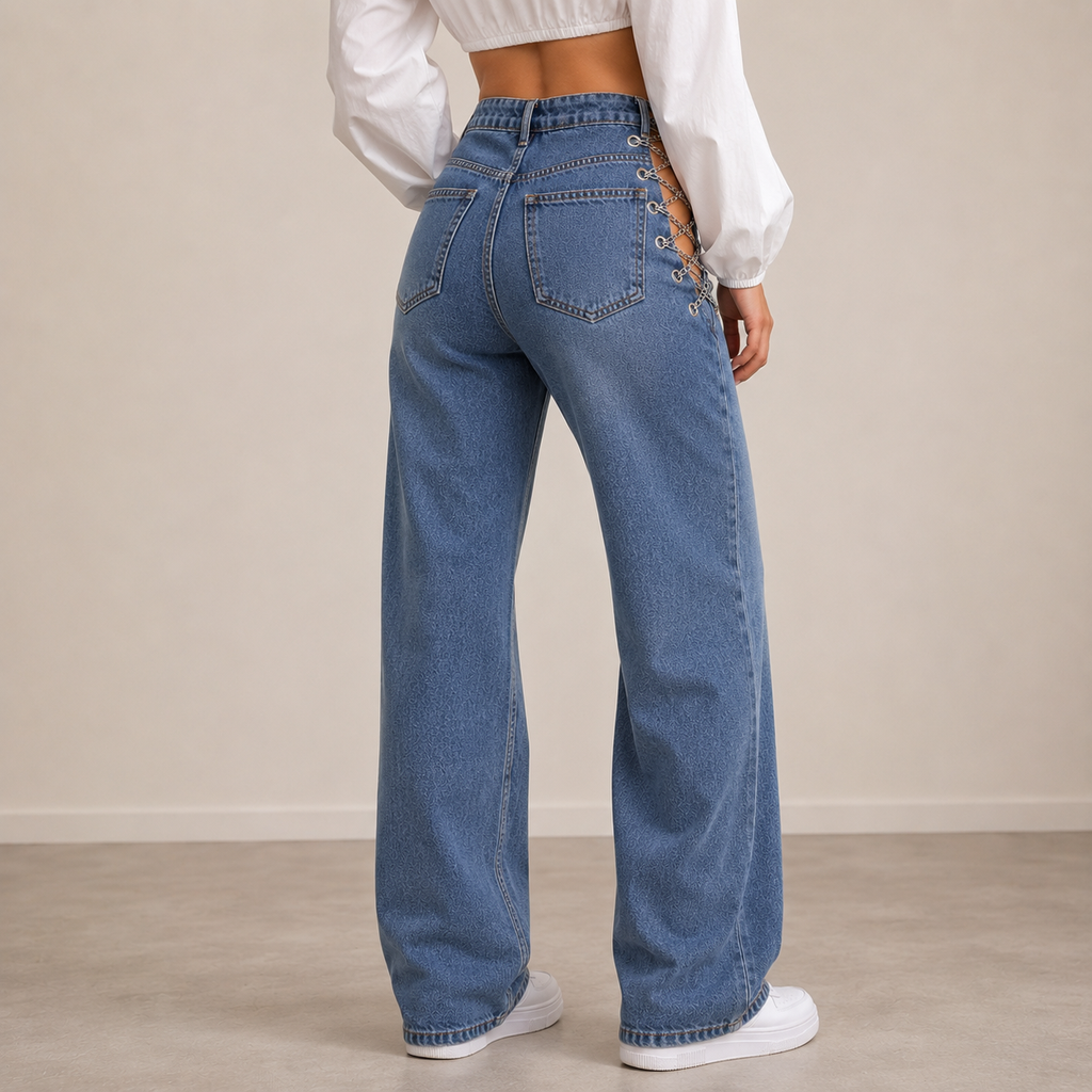 Aster Chain Cut Wide Leg Jeans