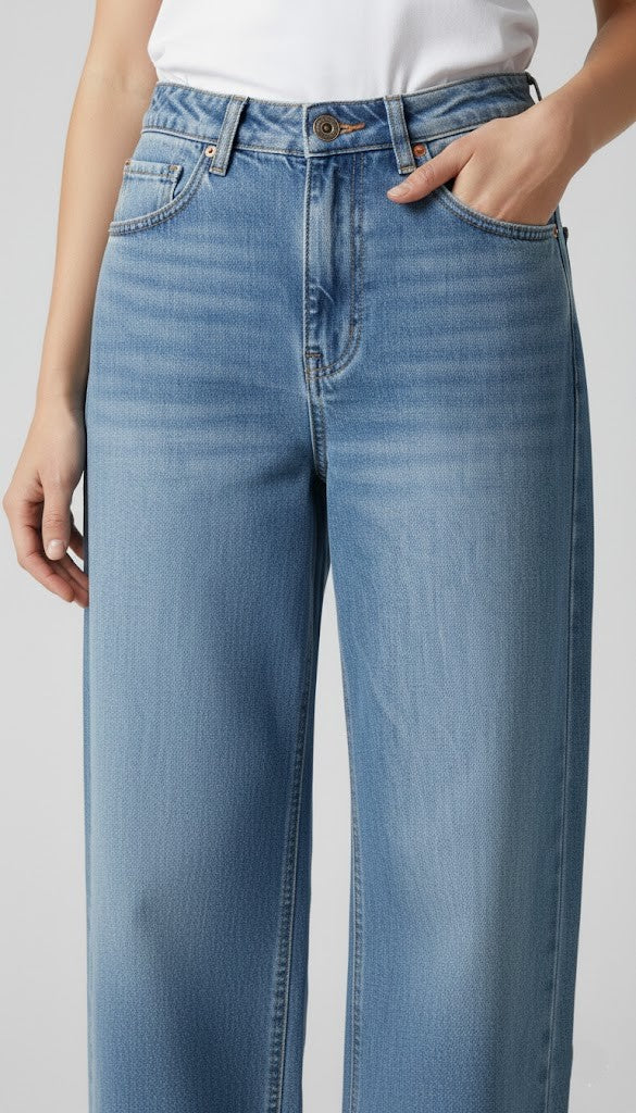Wide Leg High-Rise Light Fade Jeans