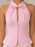 Rosé Tie-Neck Halter Top