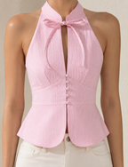 Rosé Tie-Neck Halter Top