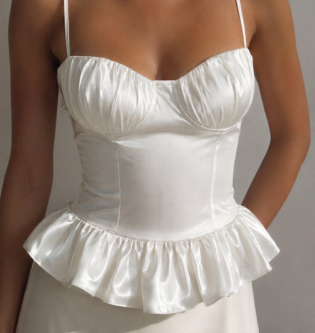 Women's Satin Peplum Bustier Top