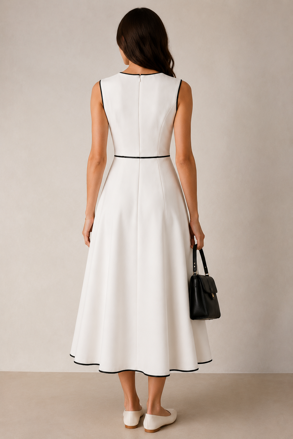 Ivory Grace Contrast Midi Dress